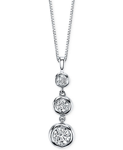 Sirena Diamond Three Stone Drop Pendant Necklace (1/2 ct. t.w.) in 14k Gold or White Gold