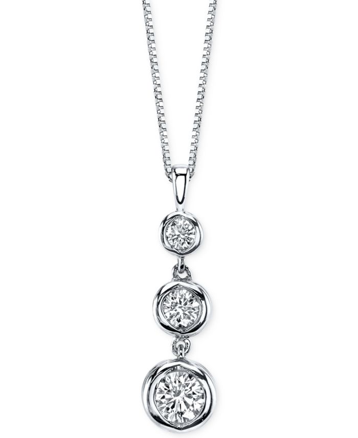 Sirena Diamond Three Stone Drop Pendant Necklace (1/2 ct. t.w.) in 14k