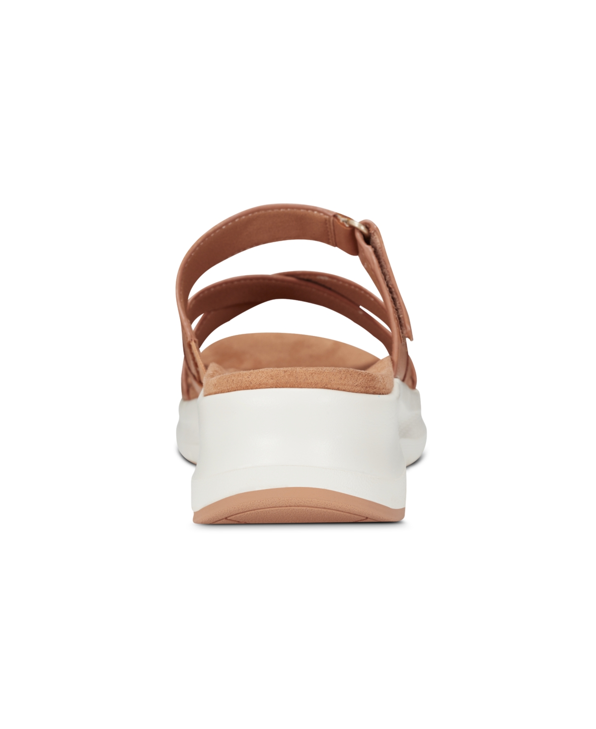 Shop Rockport Women's Qwyn Slip-on Strappy Casual Wedge Sandals In Cognac Leather