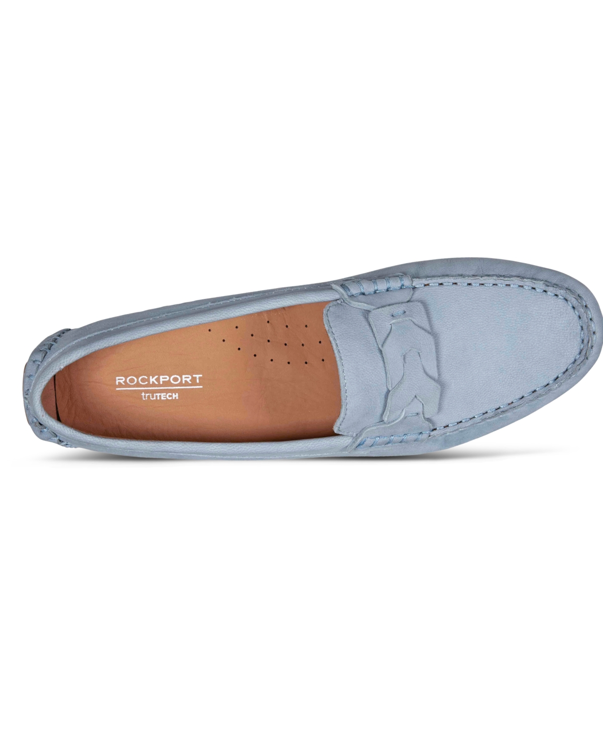 Shop Rockport Women's Blara Almond Toe Casual Flat Loafers In Light Blue Nubuck