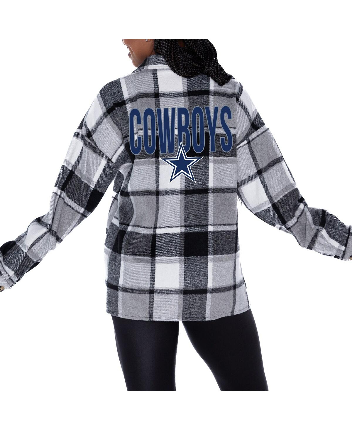 Gameday Couture Women's Gray Dallas Cowboys Fieldside Fun Plaid Button-up Overshirt In Gray,white