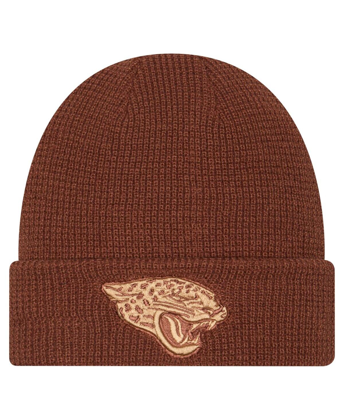 NEW ERA MEN'S BROWN JACKSONVILLE JAGUARS TIRAMASU WAFFLE CUFFED KNIT HAT 