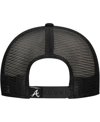 Men's Black Atlanta Braves Retro Bold A-Frame Trucker 9FORTY Adjustable Hat