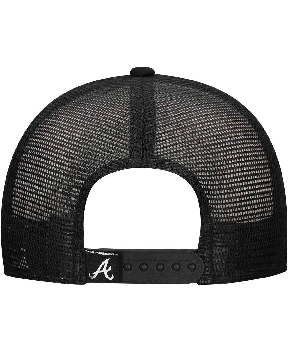 New Era Men's Black Atlanta Braves Retro Bold A-frame Trucker 9forty Adjustable Hat In Black