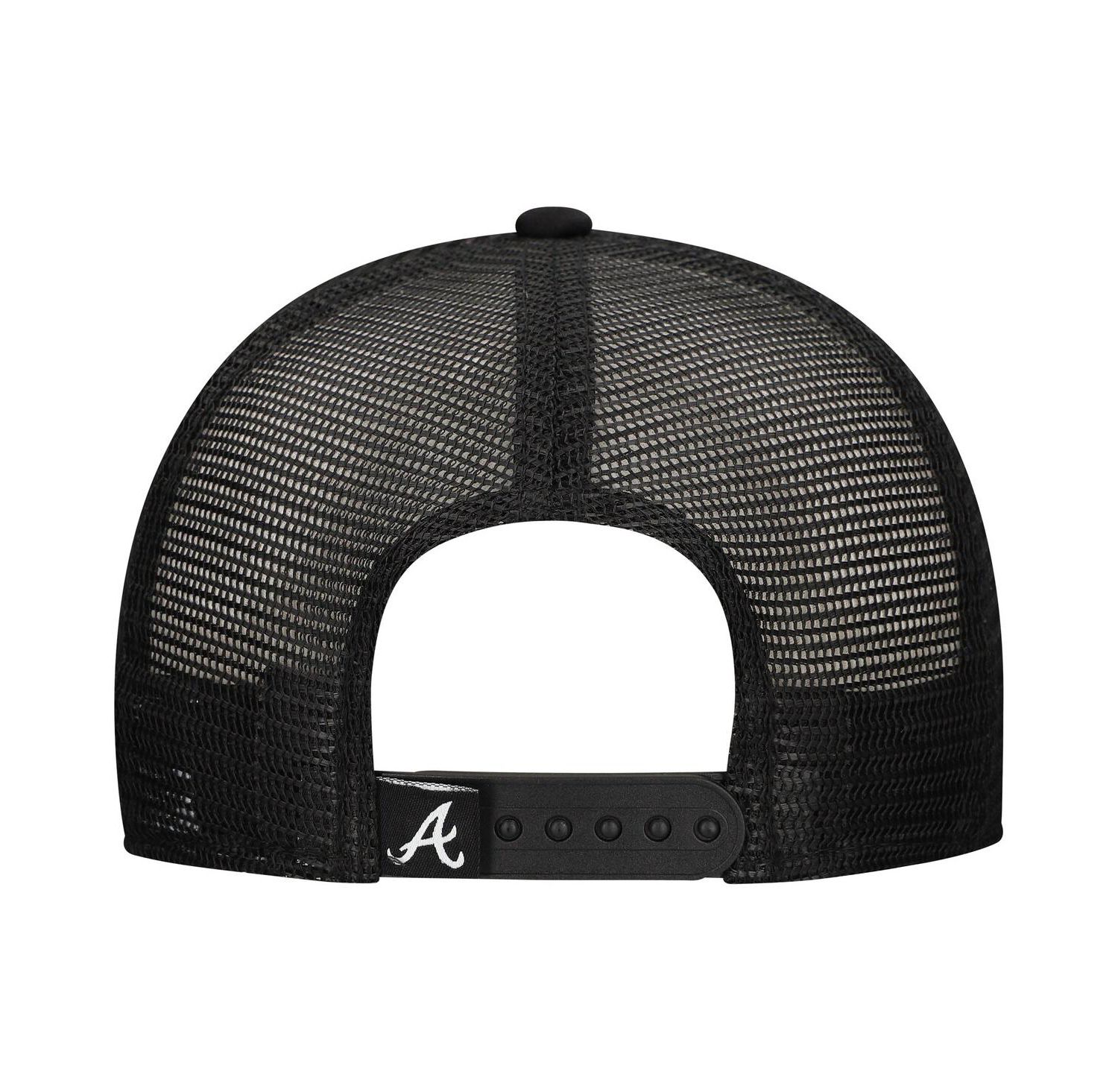 Men's Black Atlanta Braves Retro Bold A-Frame Trucker 9FORTY Adjustable Hat