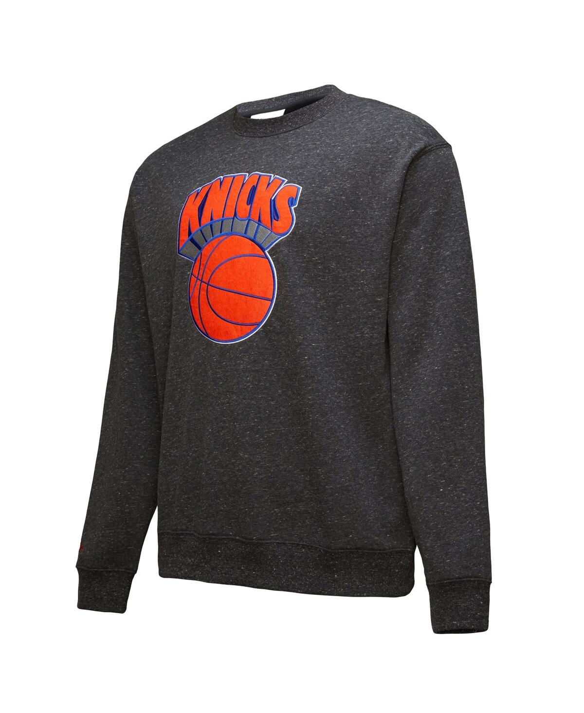 Mitchell & Ness Men's Black New York Knicks Hardwood Classics Blackout Collection Snow Washed Pullover Sweatshirt In Black