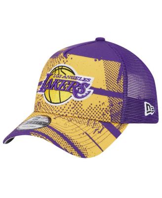 Men's Purple/Gold Los Angeles Lakers Tip Off A-Frame Trucker 9FORTY Adjustable Hat