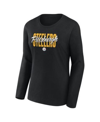 Women's Black Pittsburgh Steelers Long Sleeve Scoop Neck T-Shirt