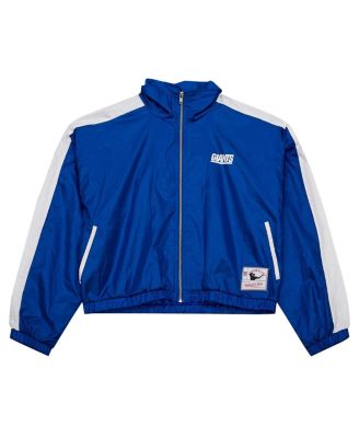 Women's Royal New York Giants Nylon Cropped Full-Zip Jacket