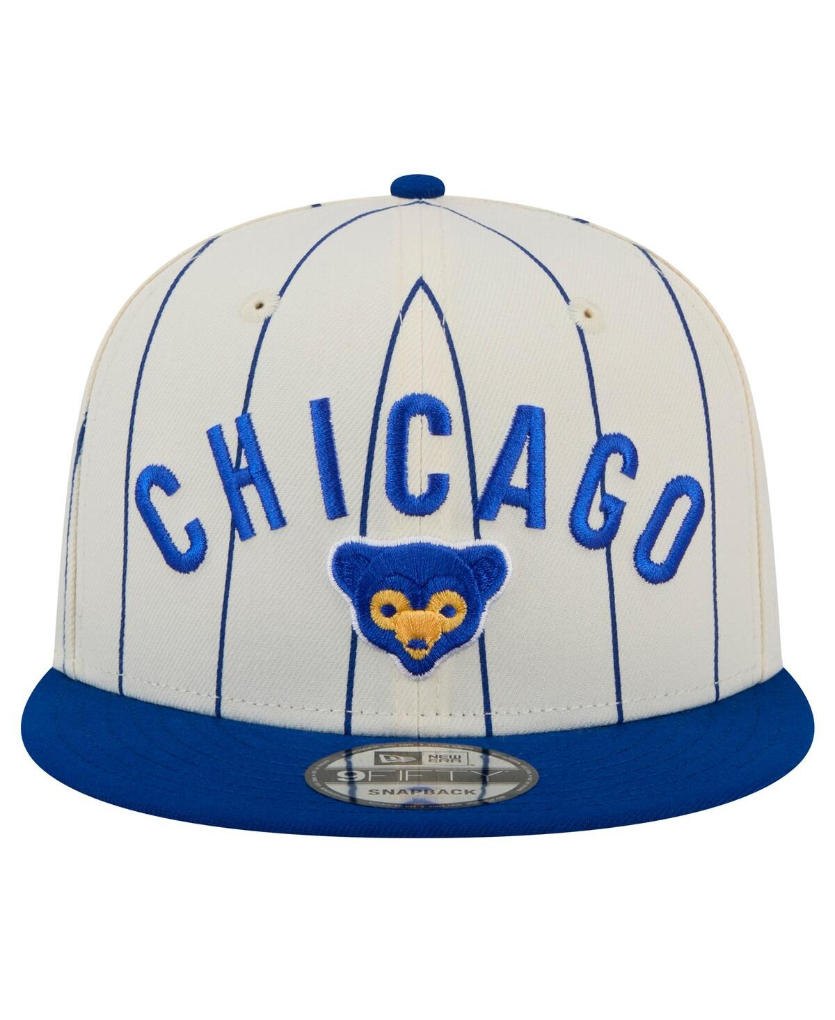 NEW ERA MEN'S WHITE CHICAGO CUBS JERSEY PINSTRIPE 9FIFTY SNAPBACK HAT 