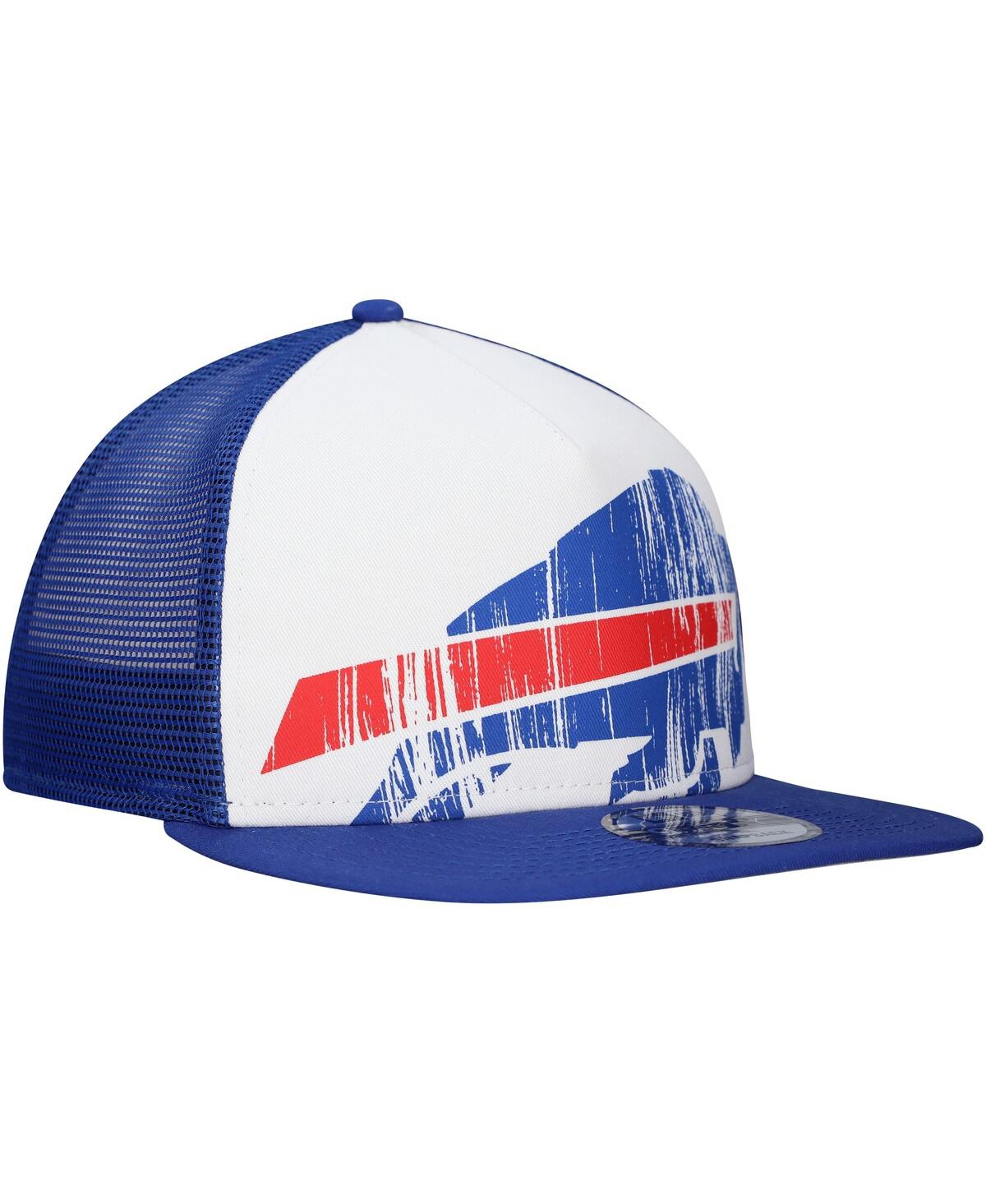 NEW ERA MEN'S WHITE/ROYAL BUFFALO BILLS DISTRESSED 9FIFTY A-FRAME SNAPBACK HAT 