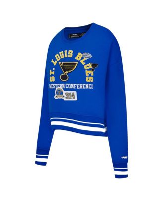 Women's Blue St. Louis Blues Area Code Cropped Pullover Sweatshirt