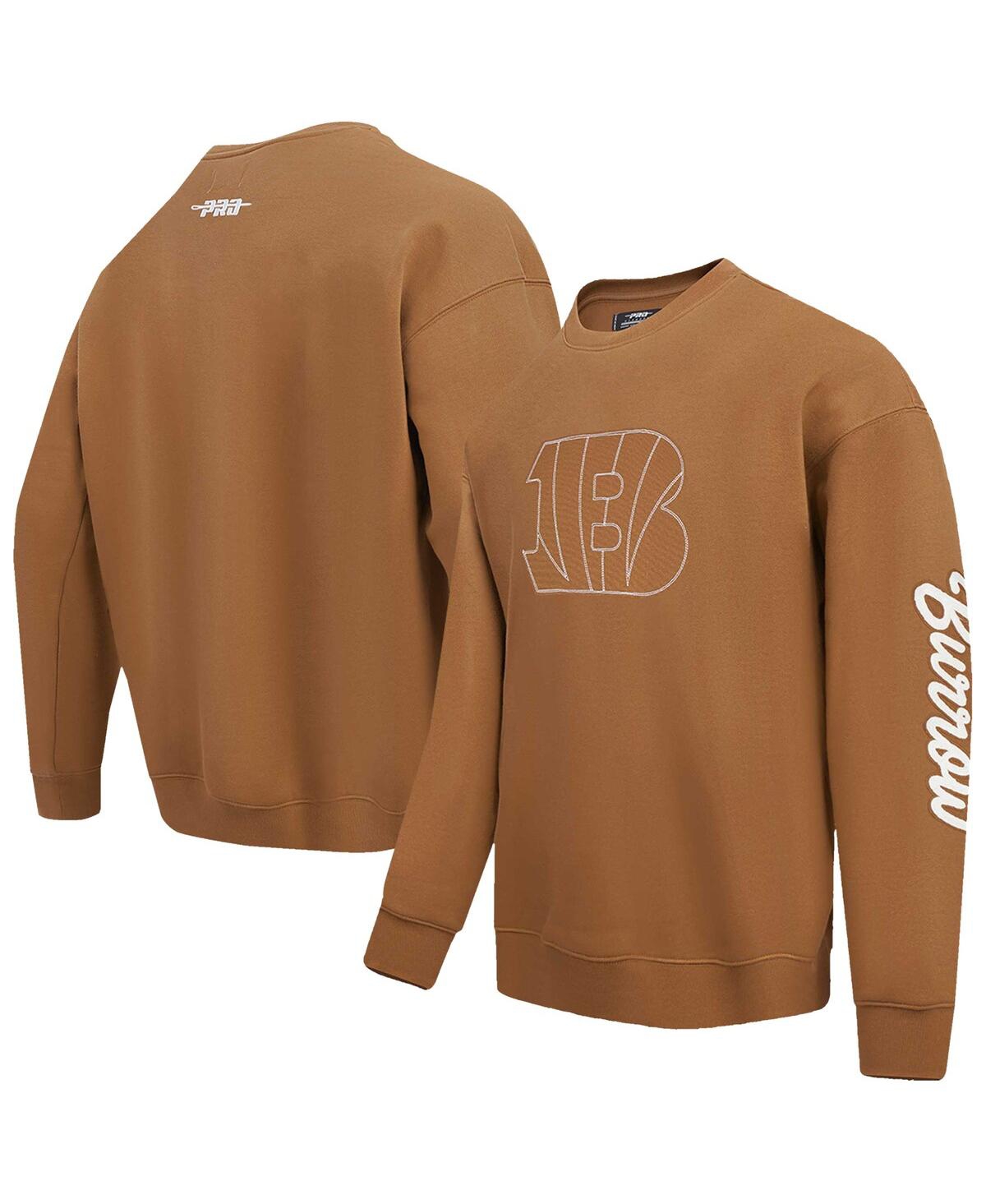 Men's Joe Burrow Brown Cincinnati Bengals Pullover Crewneck Sweatshirt - Brown