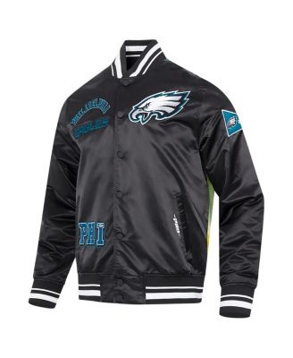 Men's Black Philadelphia Eagles Sublimated Satin Full-Snap Jacket