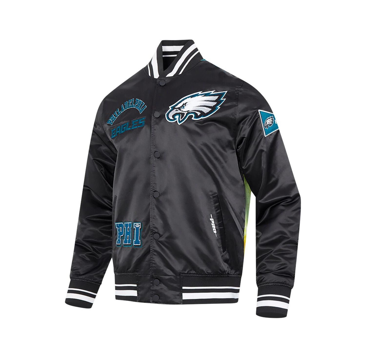 Men's Black Philadelphia Eagles Sublimated Satin Full-Snap Jacket