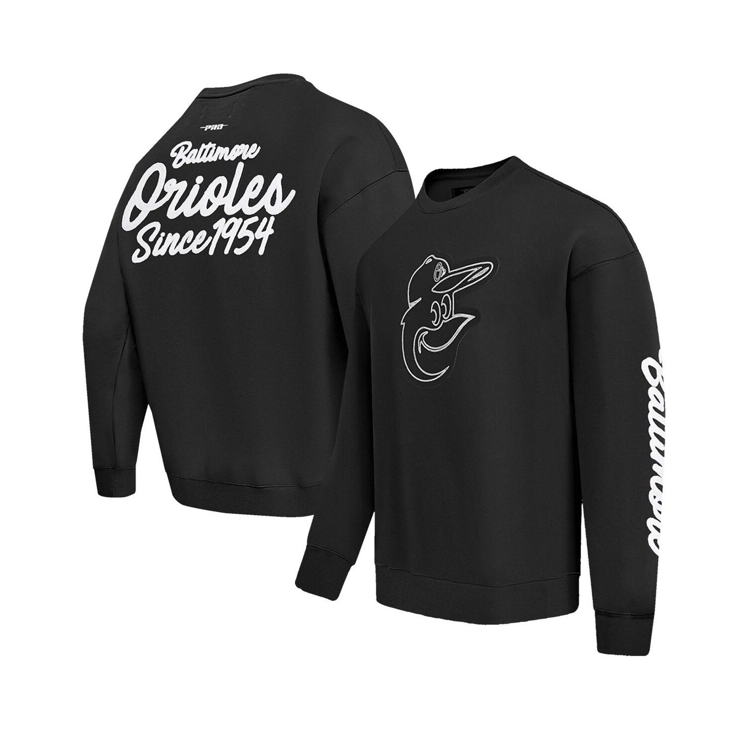 Men's Black Baltimore Orioles Paint The City Dropped Shoulder Pullover Sweatshirt