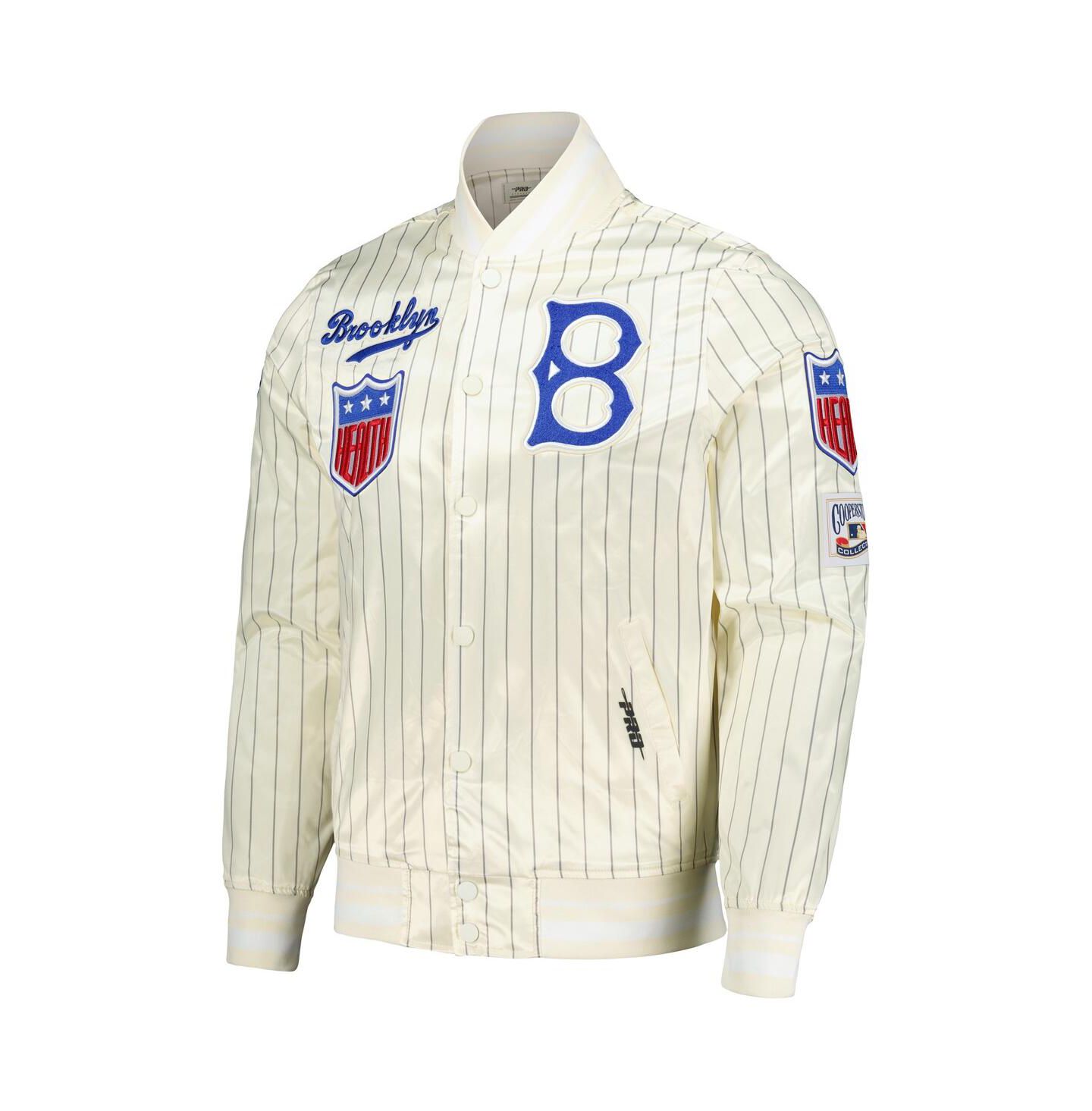Мужская куртка Pro Standard Cream Brooklyn Dodgers Cooperstown Collection Pinstripe Retro Classic Satin Full-Snap — фото 3