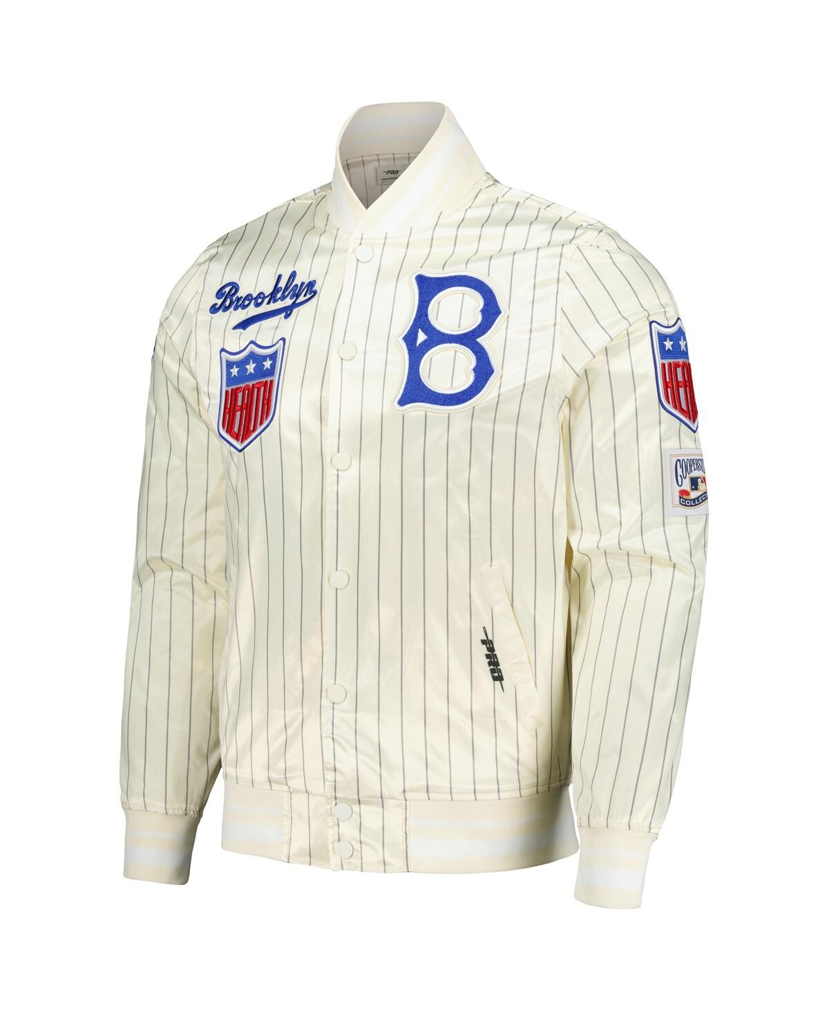 Pro Standard Men's Cream Brooklyn Dodgers Cooperstown Collection Pinstripe Retro Classic Satin Full-snap Jacket In Animal Print