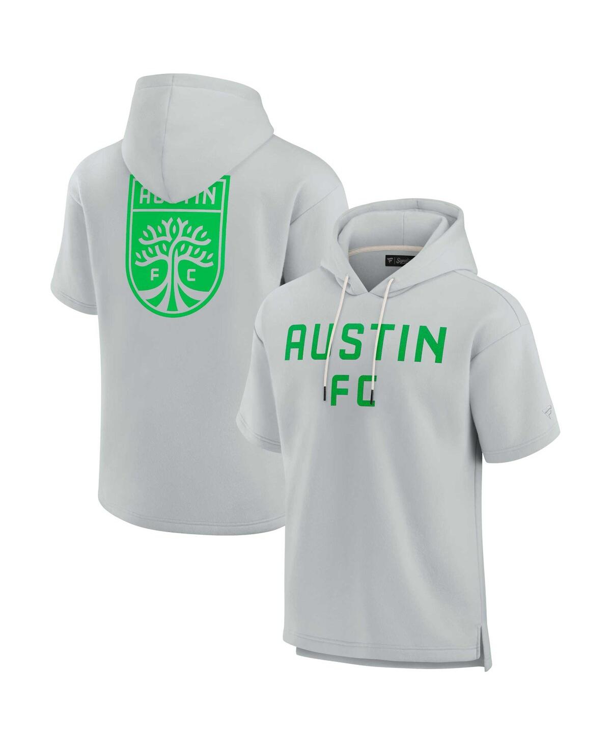 Fanatics Men's And Women's Gray Austin Fc Elements Super Soft Fleece Short Sleeve Pullover Hoodie