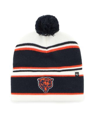 '47 Brand - Big Boys and GIrls White Chicago Bears Stripling Cuffed Knit Hat with Pom