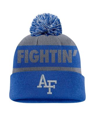 Nike - Men's Gray/Royal Air Force Falcons Peak Stripe Cuffed Knit Hat with Pom