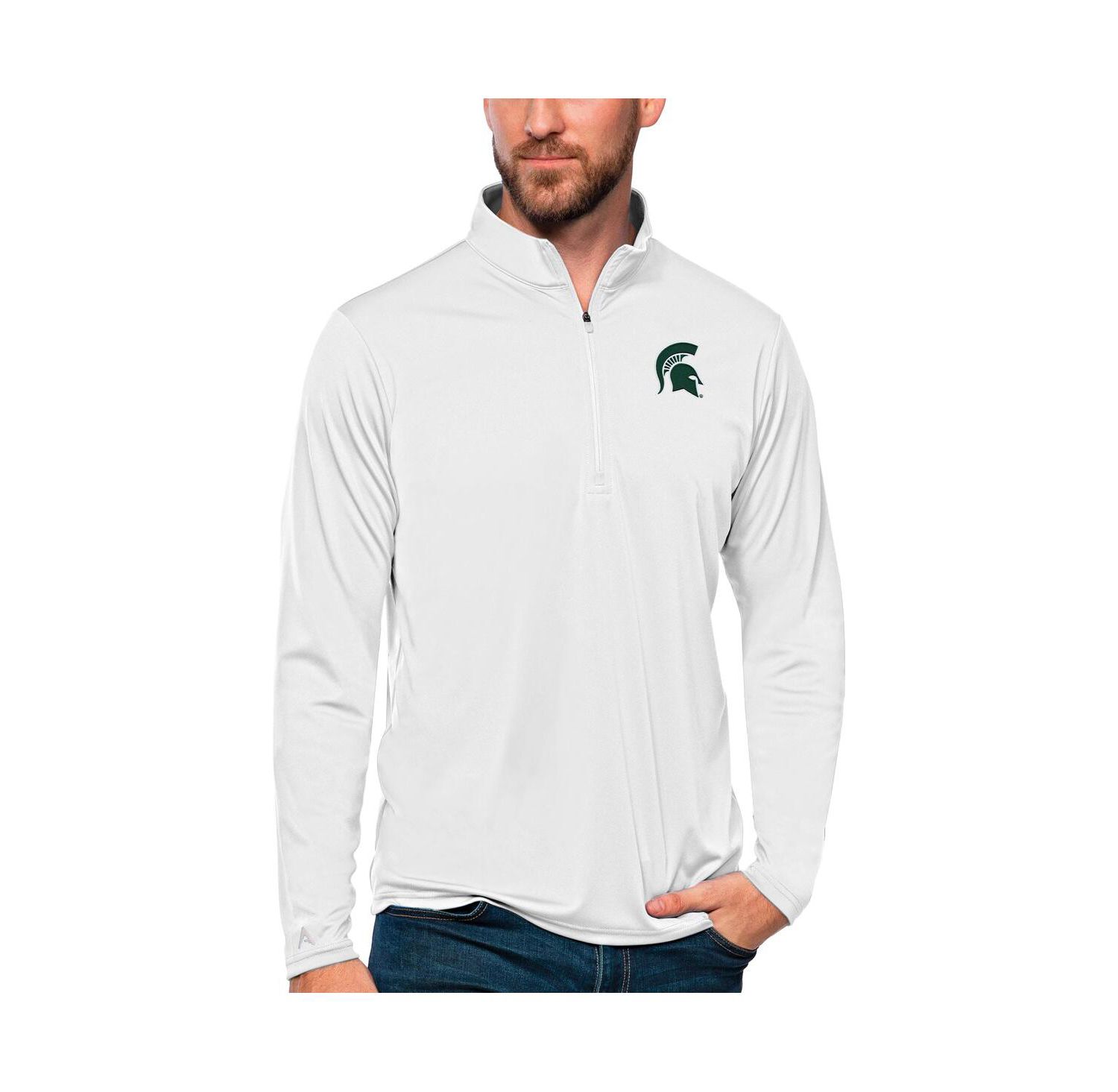 Men's White Michigan State Spartans Tribute Quarter-Zip Top