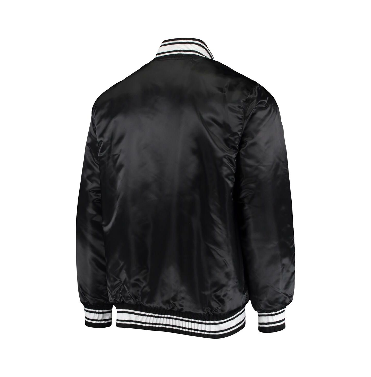 Мужская куртка Starter Black Detroit Lions Locker Room Satin Varsity Full-Snap — фото 2