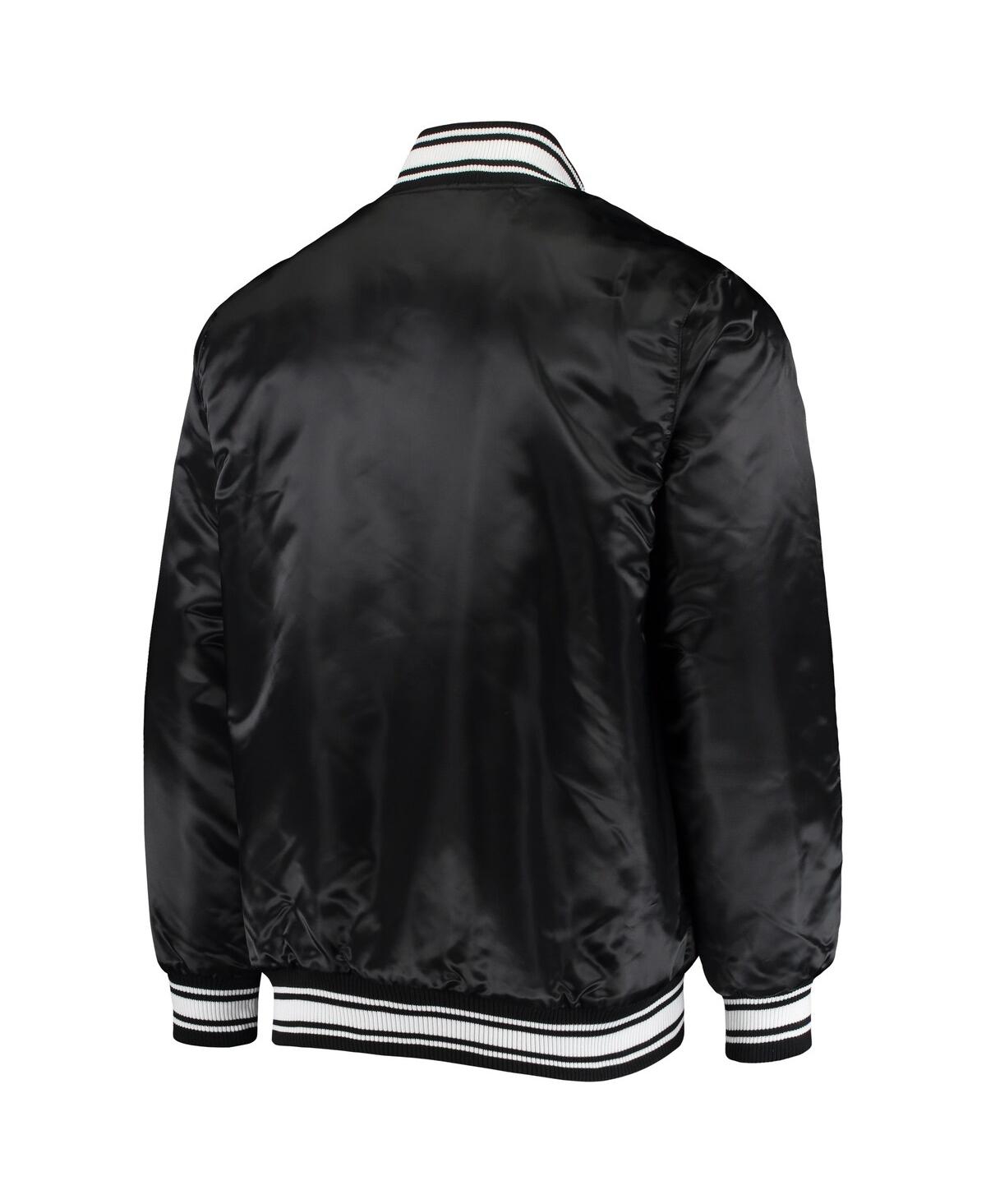 Starter Men's Black Detroit Lions Locker Room Satin Varsity Full-snap Jacket In Black