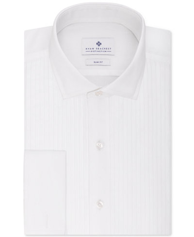 Ryan Seacrest Slim-Fit Pleated Front French Cuff Non-Iron Dress Shirt, Only at Macy's