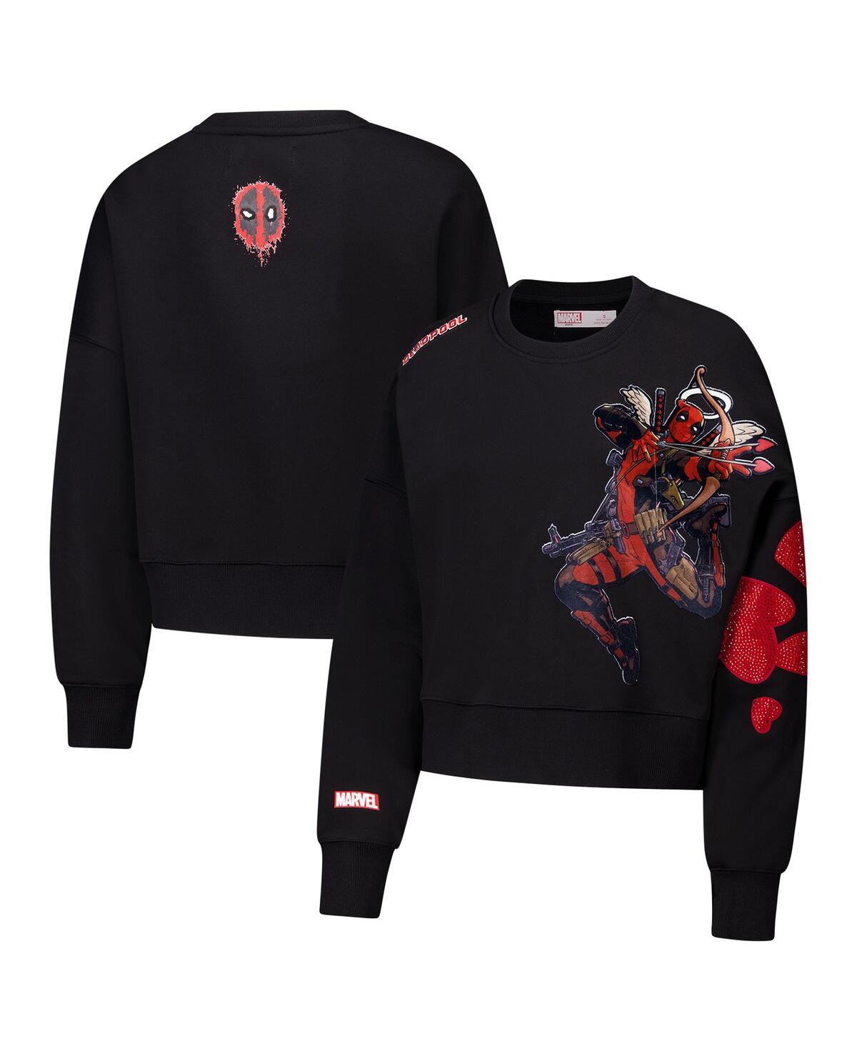 Women's Black Deadpool Comic Panel Loose Fit Pullover Sweatshirt - Black