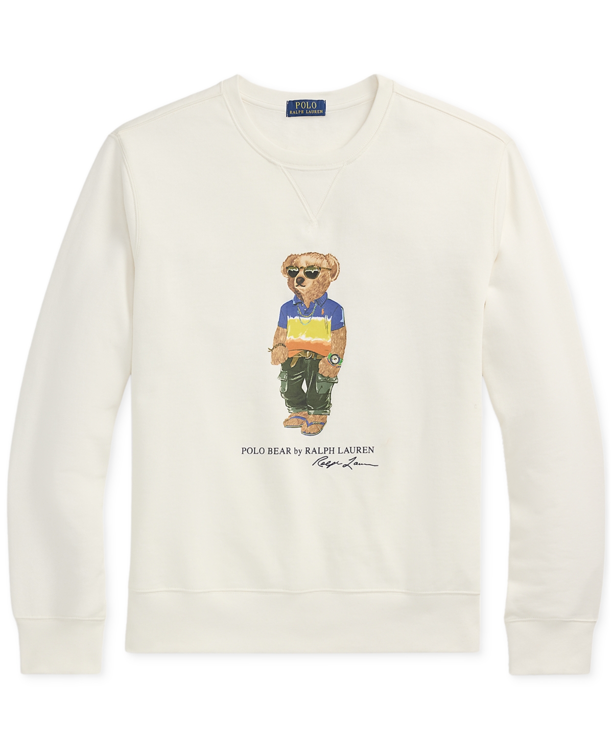 Polo Ralph Lauren White Cotton Blend Polo Bear Sweatshirt In Nevis Beach Ship Bear