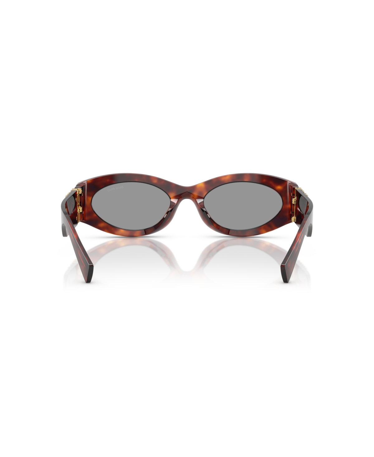 Miu Miu Logo Oval Acetate Sunglasses In Mahogany Havana