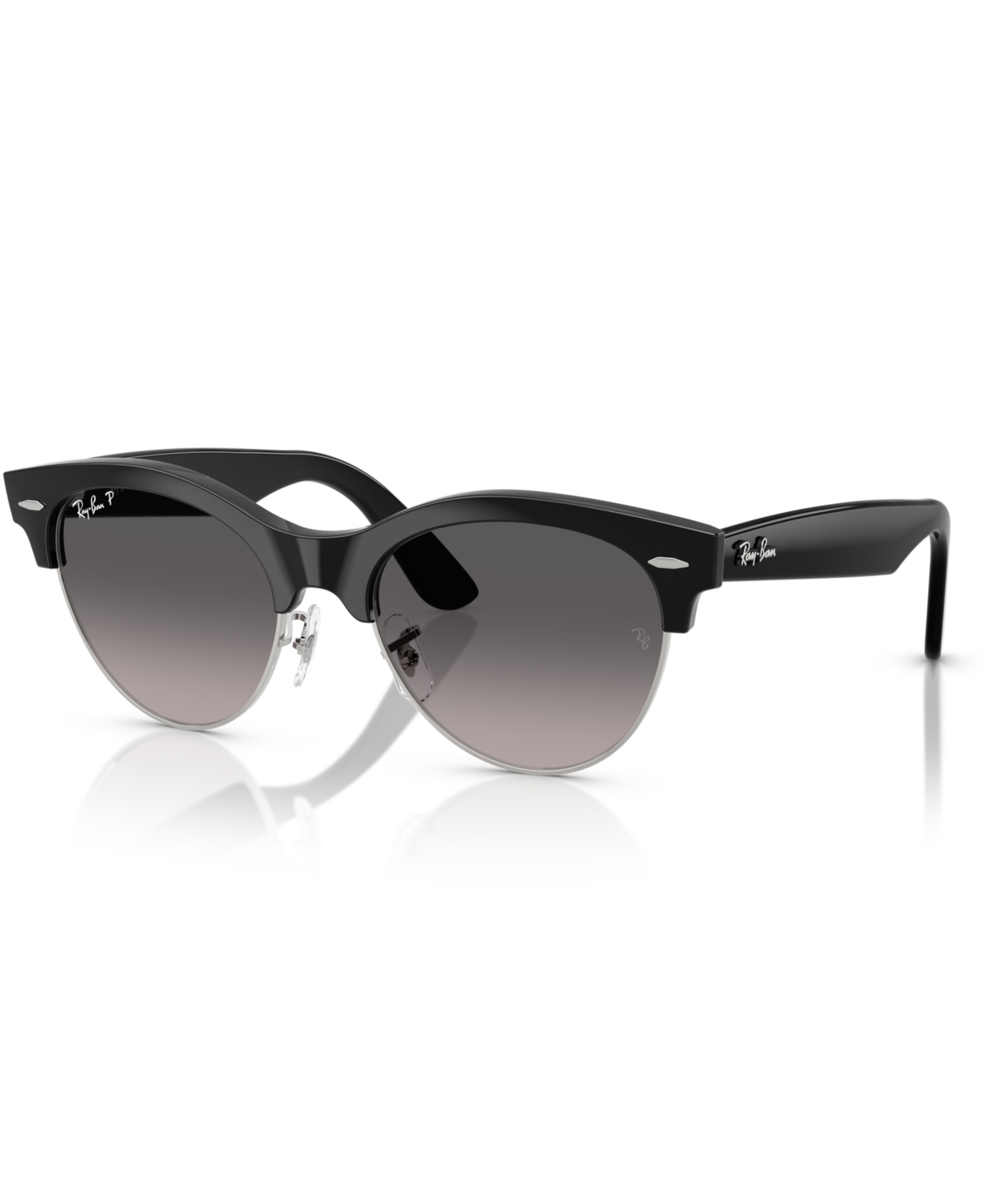 Ray Ban Clubmaster Way Sonnenbrillen Schwarz Fassung Grau Glas Polarisiert 54-19 In Black On Silver