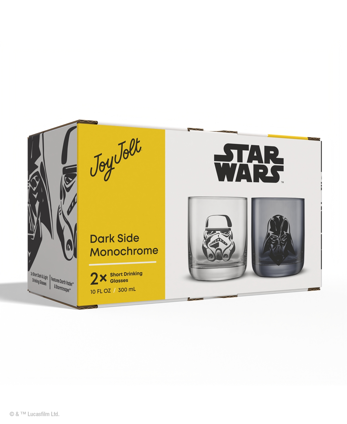 JOYJOLT STAR WARS DARK SIDE MONOCHROME SHORT DRINKING GLASSES, SET OF 2 