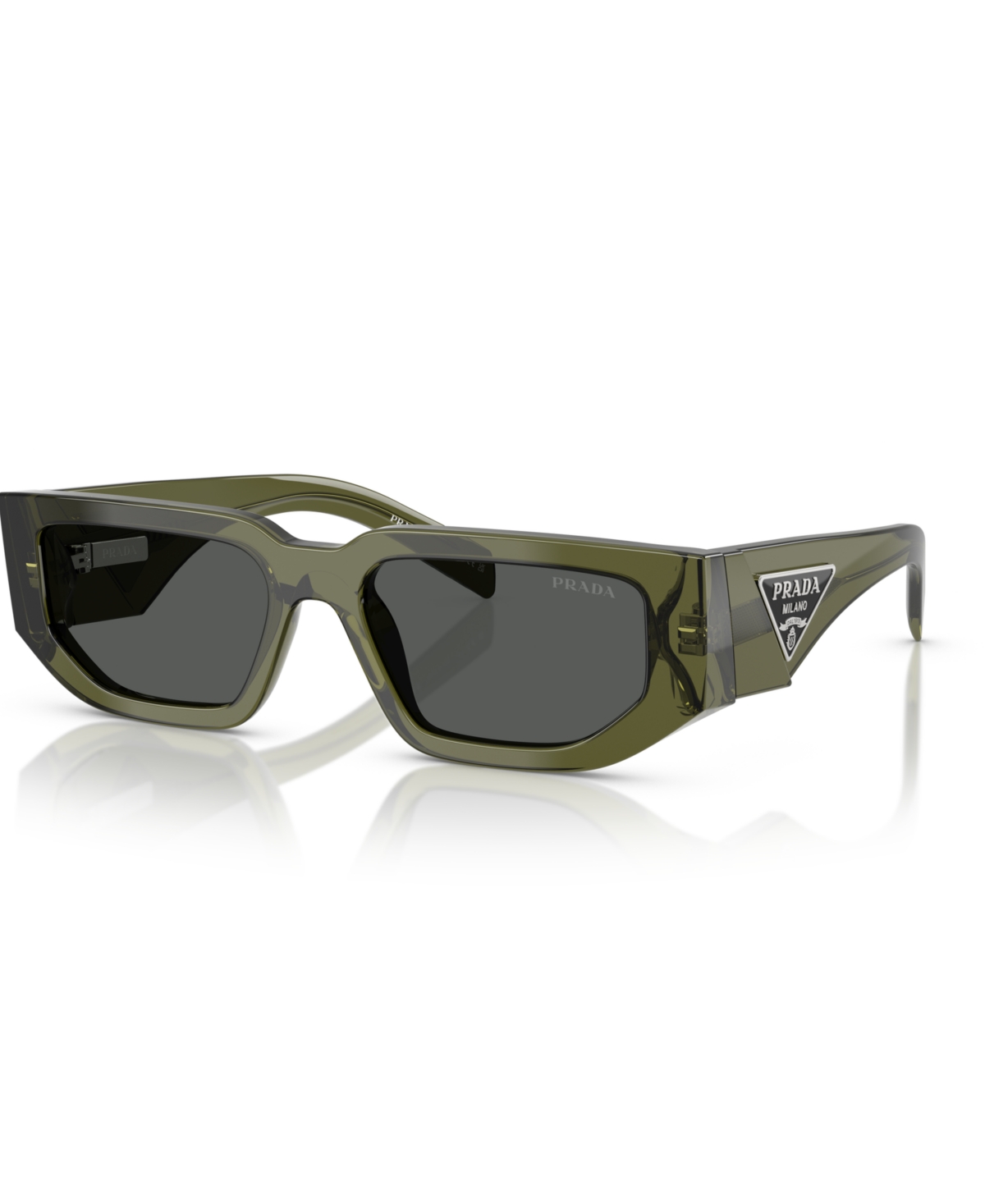 Prada Man Sunglass Pr 09zs In Transparent Military Green