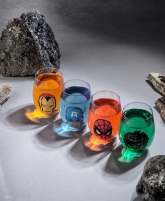 Marvel Heroes Stemless Drinking Glasses, Set of 4