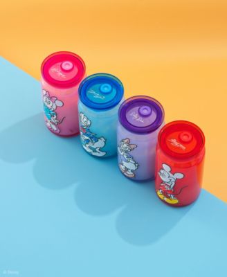 Disney Mickey Mouse Friends Color Sketch Tumbler Glasses with Lids, Set of 4