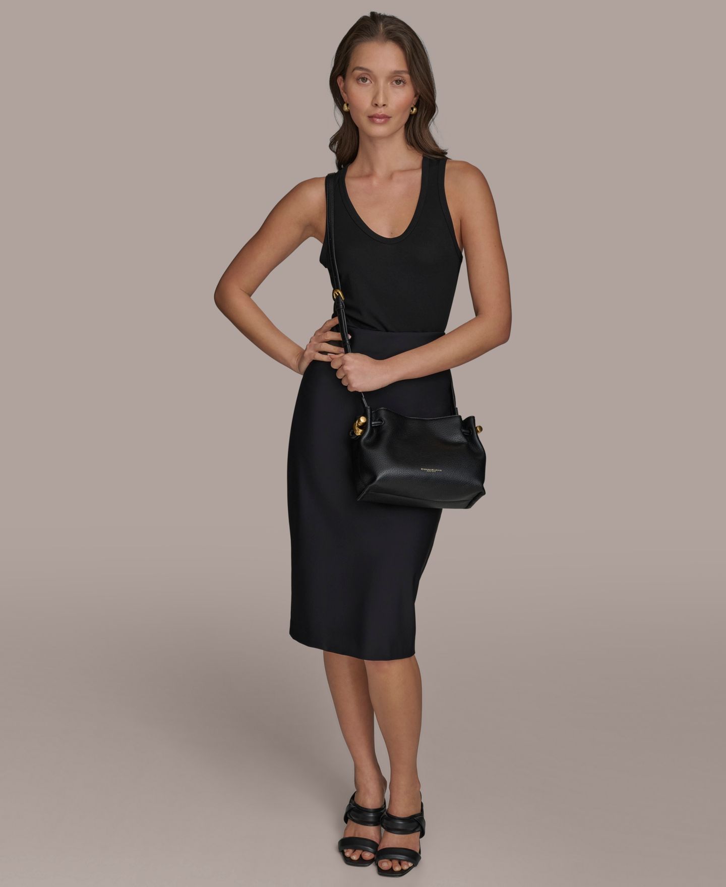 Женская сумка Donna Karan New York Cashmere Small Crossbody Handbag, цвет: Чёрный / Золотой — фото 6