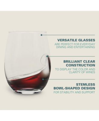 Bellini Glass 12 Piece All Purpose Stemless Red, White, Water, Beverage Glasses/Tumbler - Set of 12