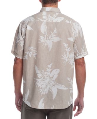 Men's Short Sleeve Print Linen Cotton Shirt