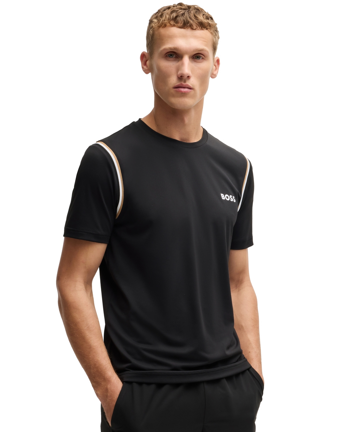 HUGO BOSS BOSS BY HUGO BOSS MEN'S ACTIVE WAFFLE-STRUCTURE T-SHIRT 