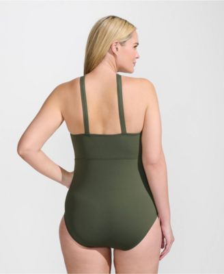 Women's Criss Cross Halter One Piece Swimsuit