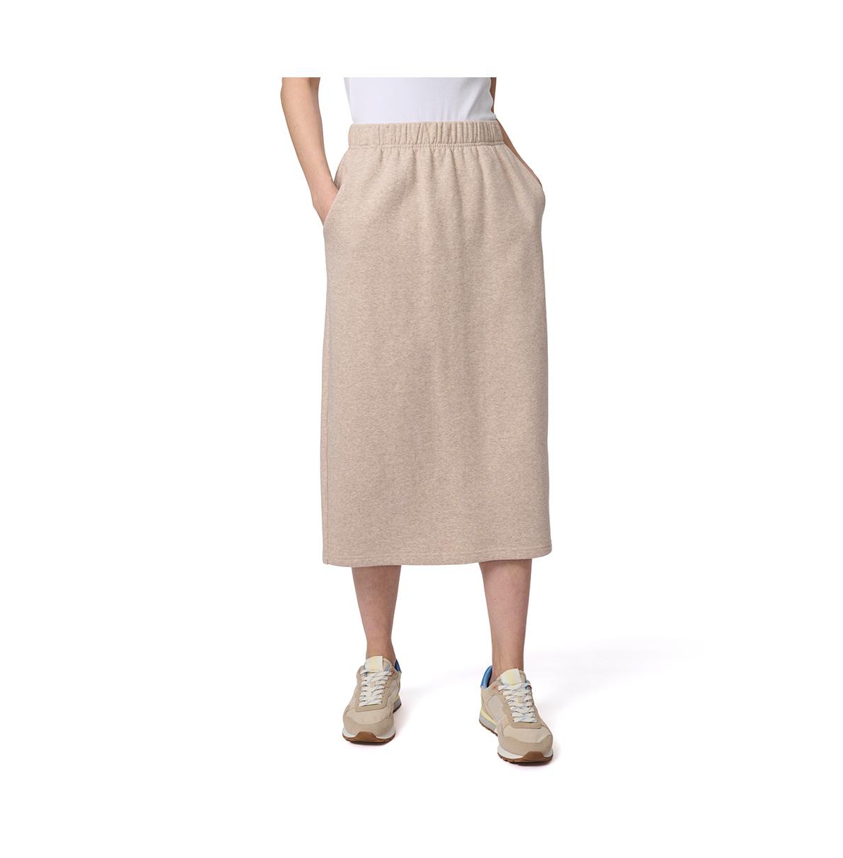 Fleece Midi Pull-On Skirt - Heather taupe