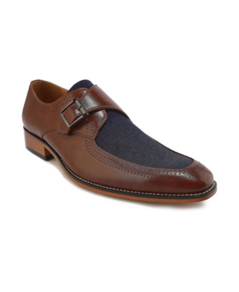 Мужские туфли Gino Vitale Moc Toe Monk Strap Two-Tone Loafer, цвет: Коричневый / Синий