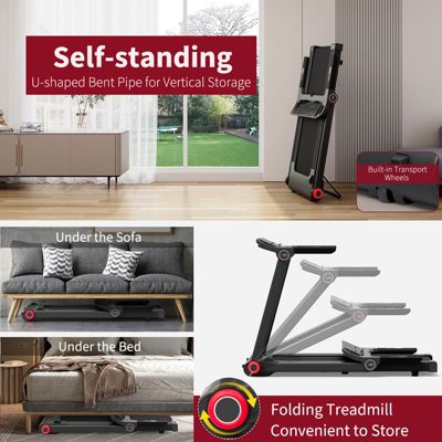 Folding Treadmill with APP Control and 12 Preset Programs Space-Saving Exercise Machine for Home Use