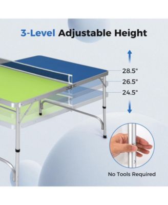 Foldable Ping Pong Table Game Set Mini Table Tennis Table with Adjustable Height for Indoor Fun