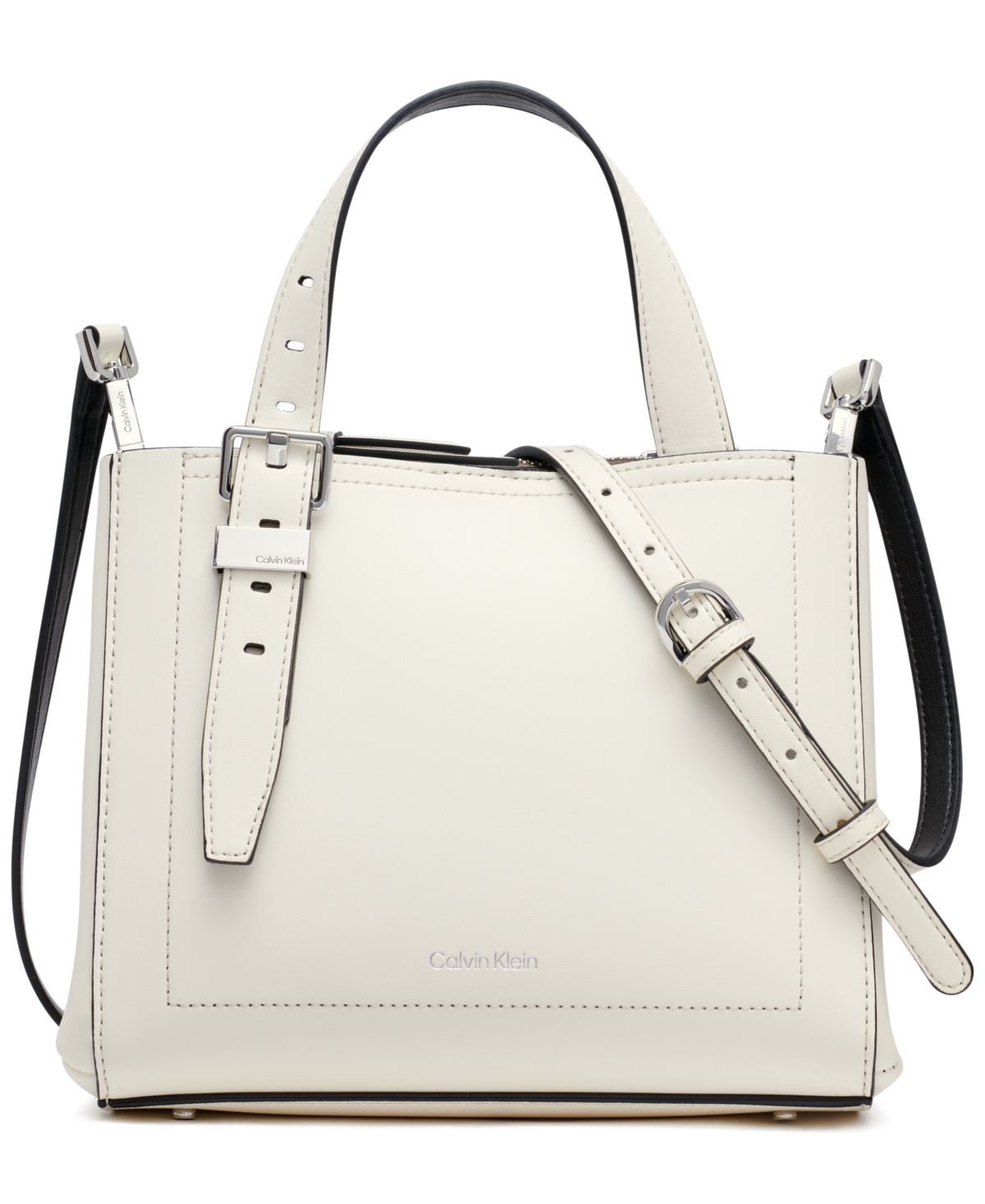 Calvin Klein Lowen Triple Compartment Adjustable Crossbody In Neutral