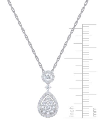 Diamond Drop Pendant Necklace (1/2 ct. t.w.) in 14k White Gold
