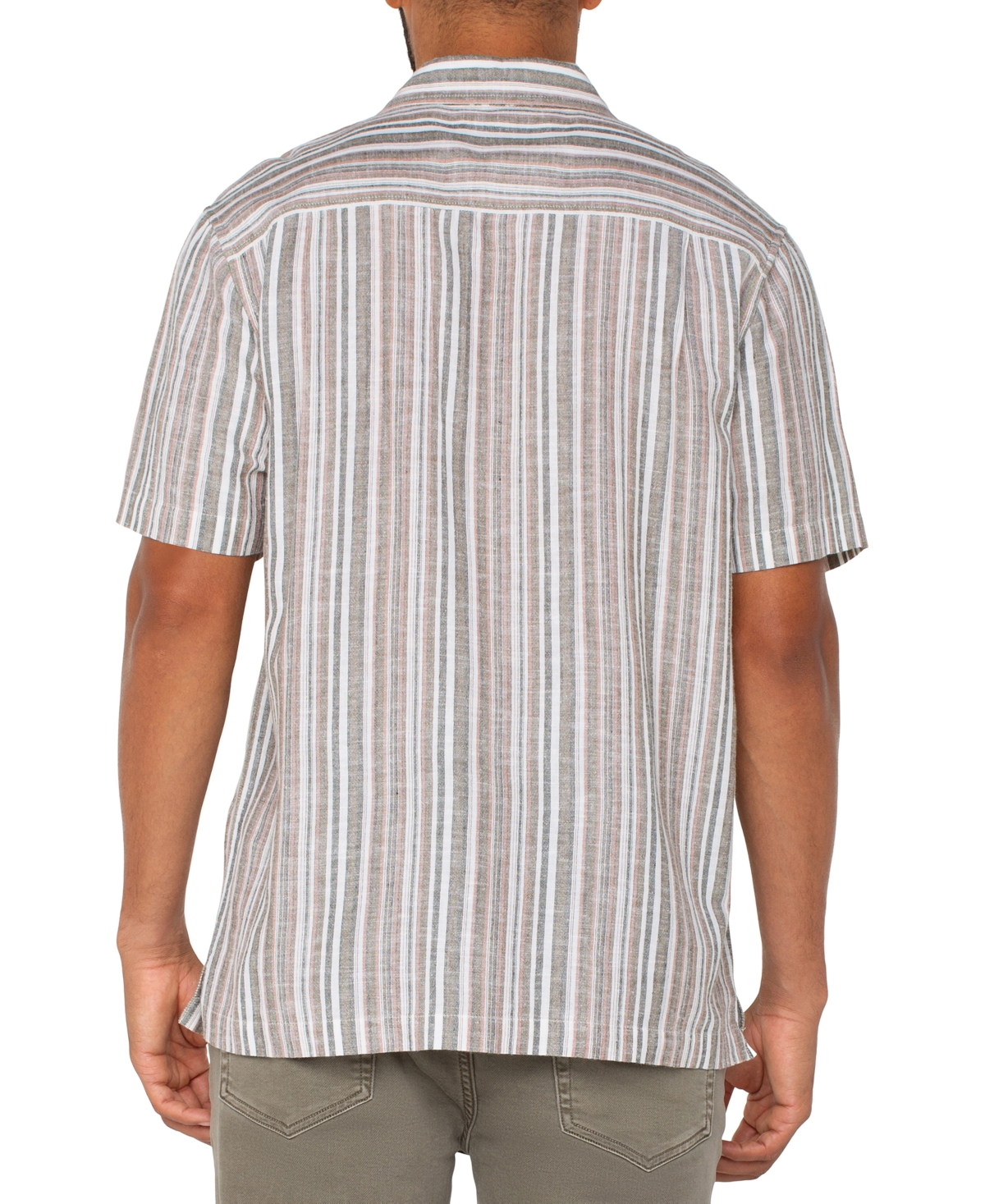 Liverpool Los Angeles Men's Relaxed Fit Short Sleeve Striped Button-front Shirt In Multi