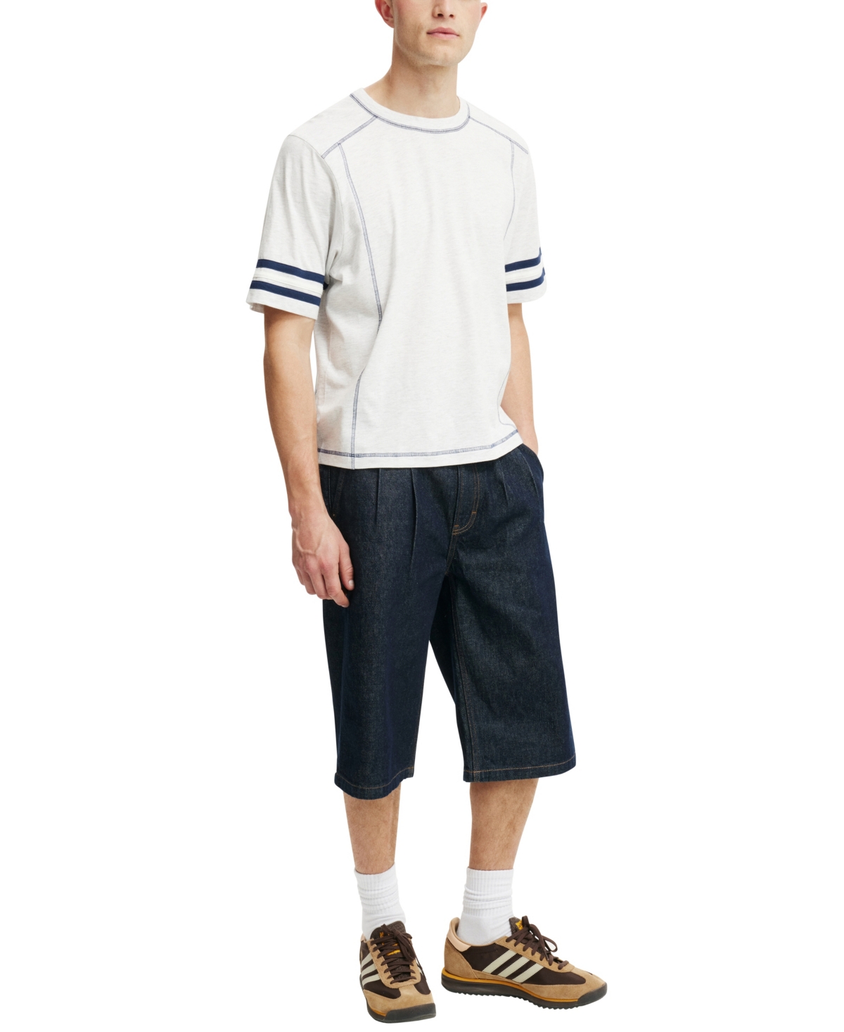 Cotton On Cropped Fit Panel T-shirt In Athletic Marle